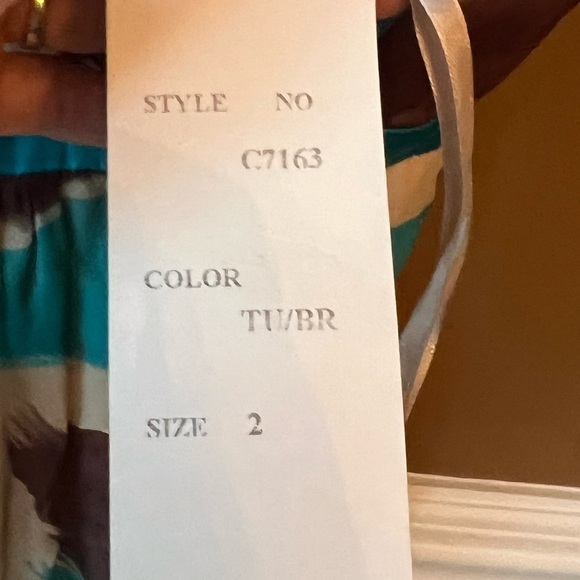 Sue Wong Brand New Silk Summer Turquoise A-Line Dress Size 2 Fairycore Fairy - Picture 4 of 4